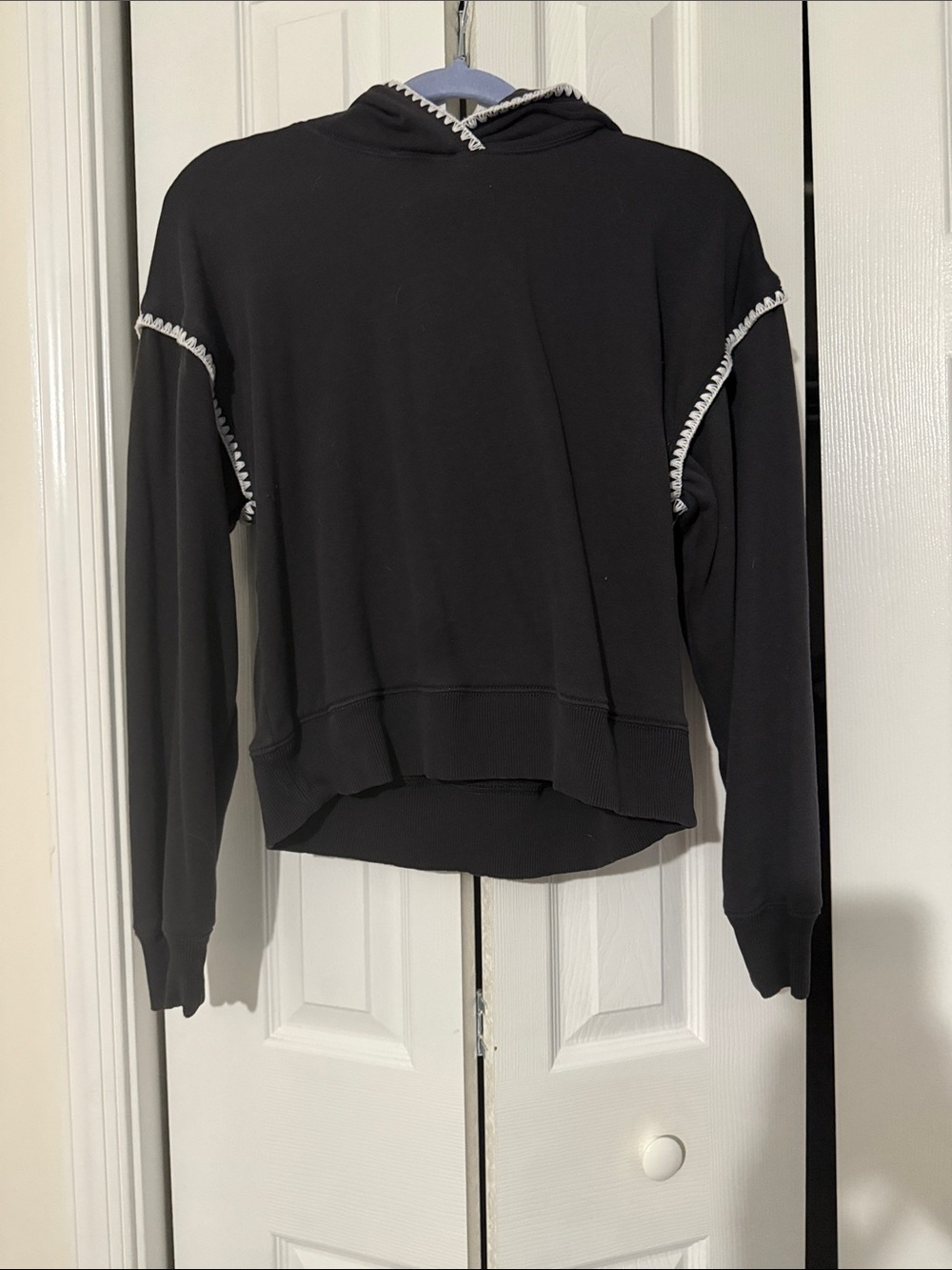 American Eagle Outfitters Black Hoodie with White Trim Detail